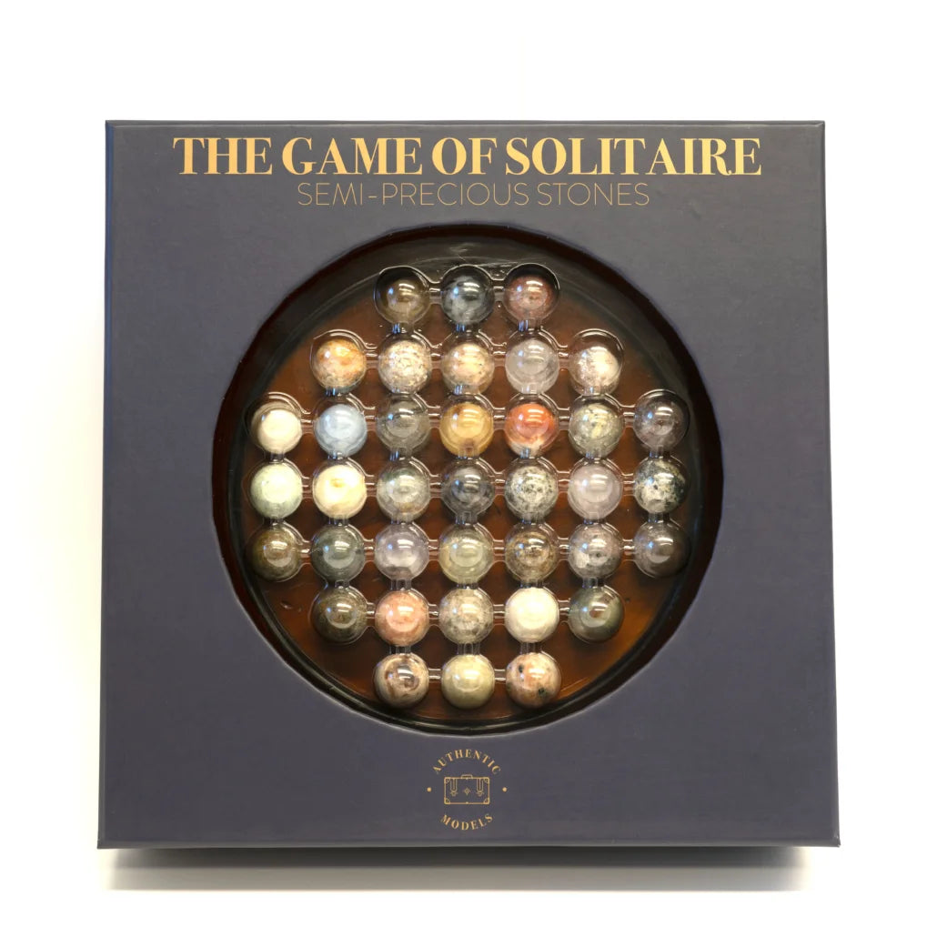 Solitaire Semi Precious Marble Game Set - box and packaging