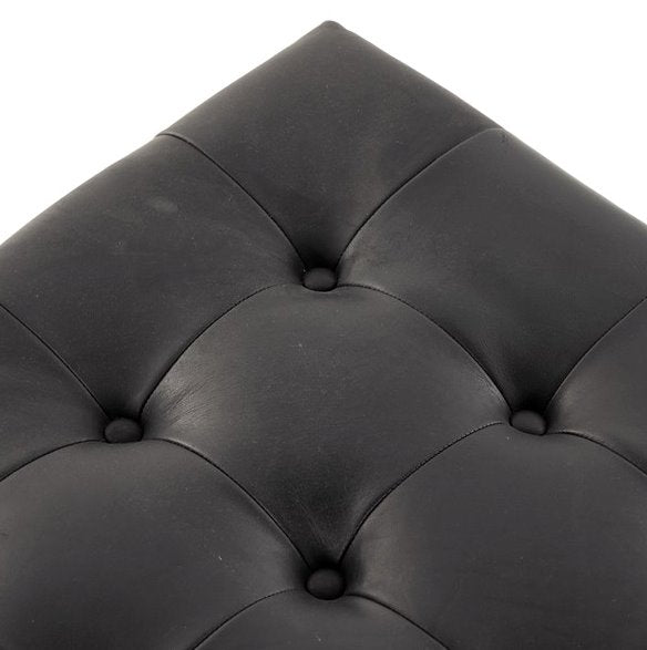 Halston Cocktail Ottoman: Up-Close Tufted Leather View