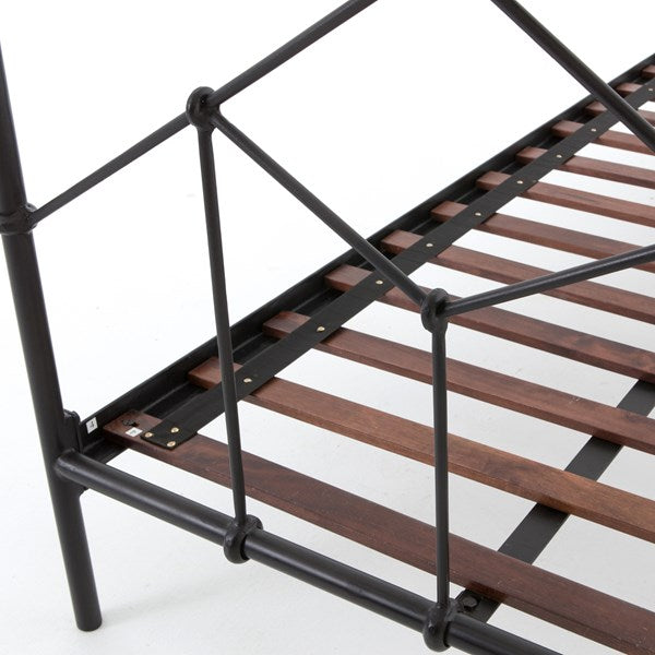 Casey iron bed in black frame slats detail