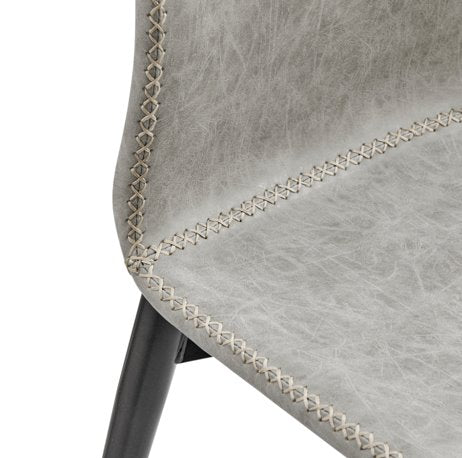 Jayden Dining Side Chair: Up-Close Zig-Zag Stitching in Vintage Gray Mist