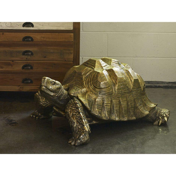 Golden Turtle Sculpture | Tortoise Statue Resin Home Decor | City Home