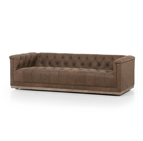 Maxx Leather Sofa: In Umber Grey Finish