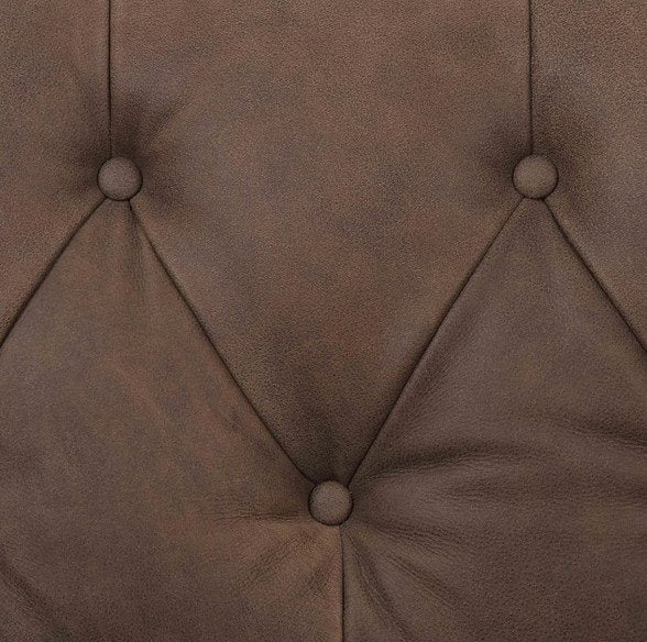 Maxx Leather Sofa-Umber Grey: Up-Close Tufted View