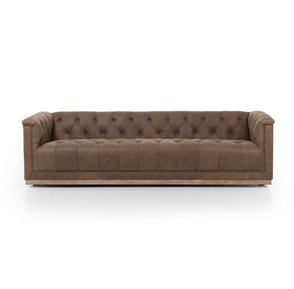 Maxx Leather Sofa-Umber Grey: Front Product View