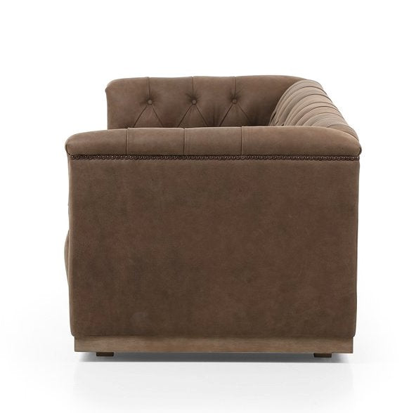 Maxx Leather Sofa-Umber Grey: Product Side View