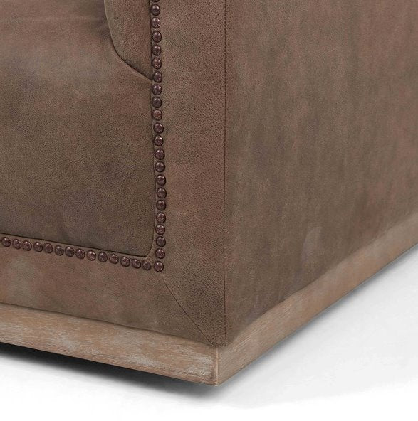 Maxx Leather Sofa-Umber Grey: Sofa Base Corner View
