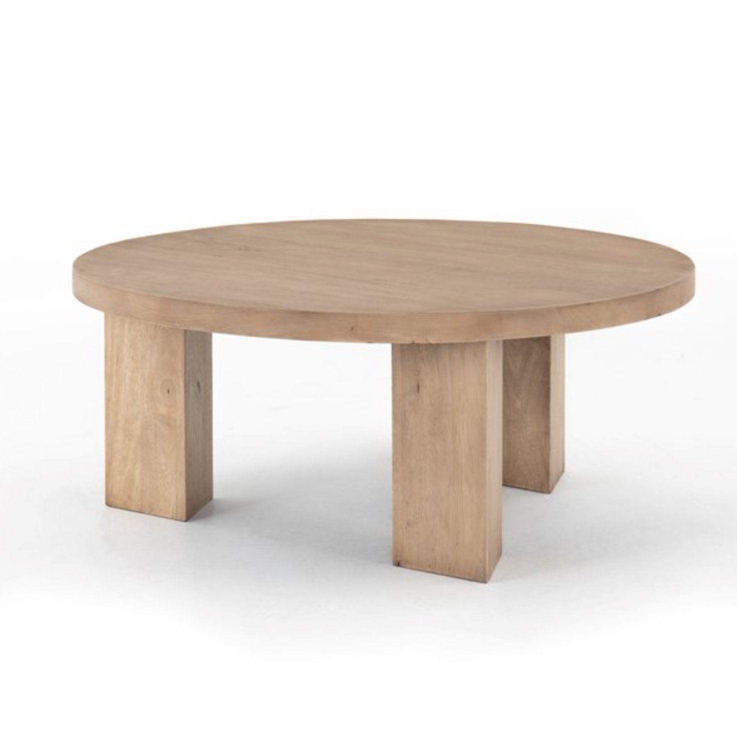 Mesa Round Coffee Table in Light Brushed Parawood: 2nd Table Leg View