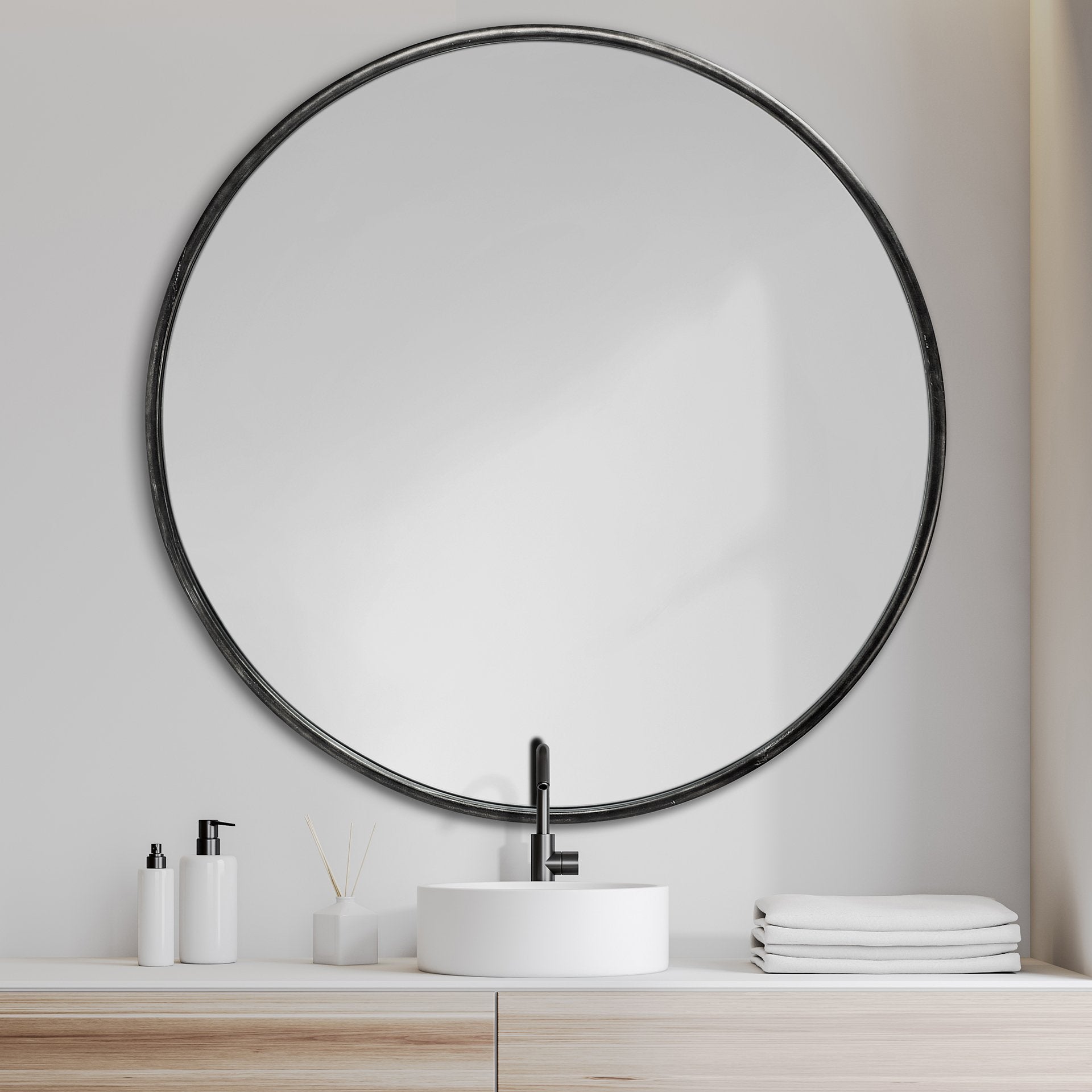 Piper Round Mirror - 2 Finish Options - Mercana
