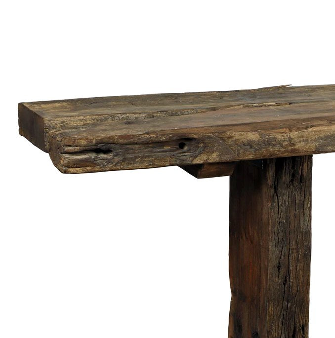 Salvaged Beam Console Table: Up Close View