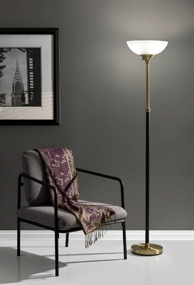 Bergen Torchiere Floor Lamp: Light-On View