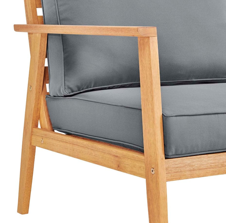 Syracuse Outdoor Patio Upholstered 4 Piece Furniture Set; Up-Close Armchair View