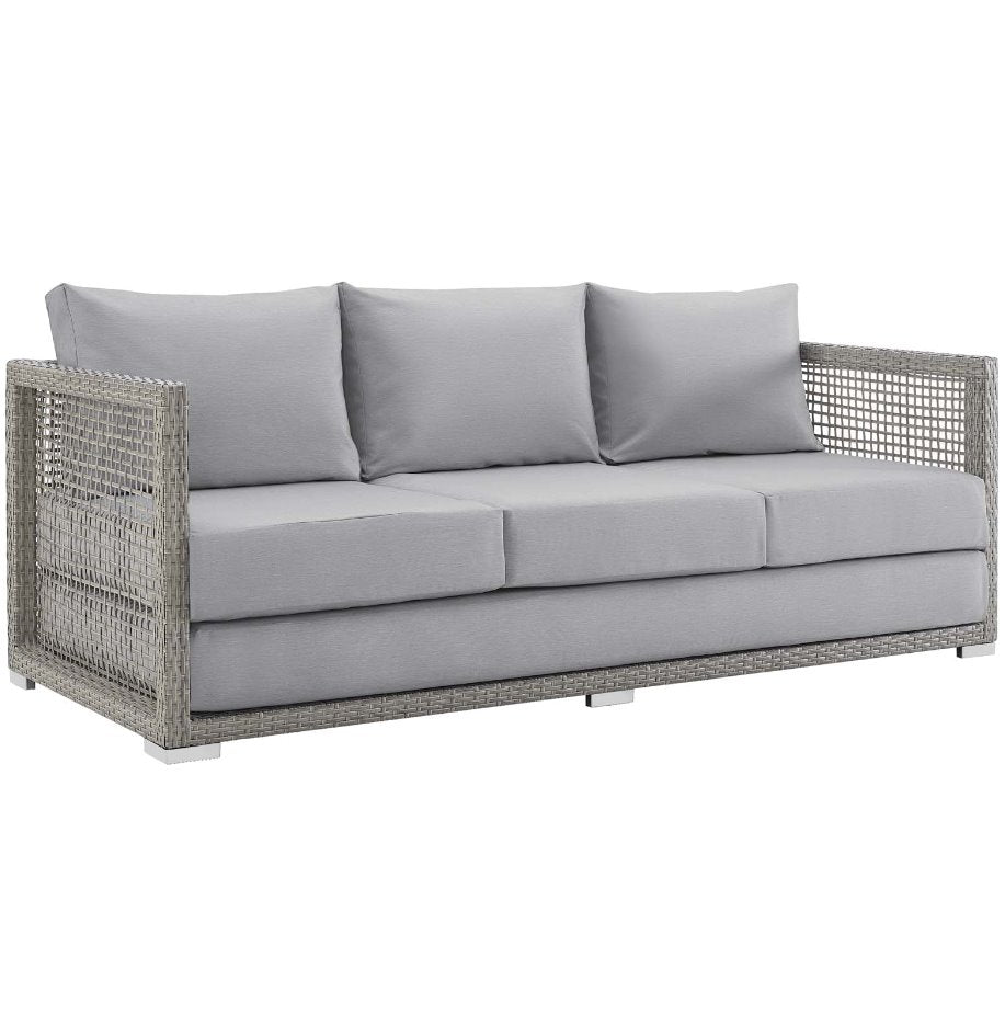 Aura Outdoor Patio Wicker Rattan Sofa: Product View