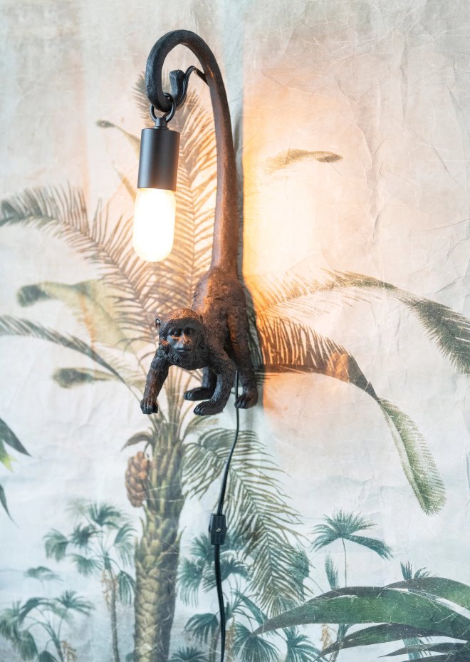 Resin Monkey Wall Sconce/Table Lamp with Inline Switch: Style View