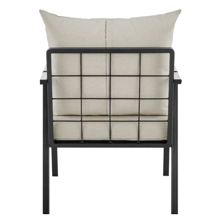 Rivano Fabric Outdoor Accent Arm Chair: Chair Back View-Coastal Taupe