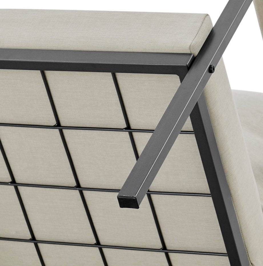 Rivano Fabric Outdoor Accent Arm Chair: Underneath Chair View-Coastal Taupe