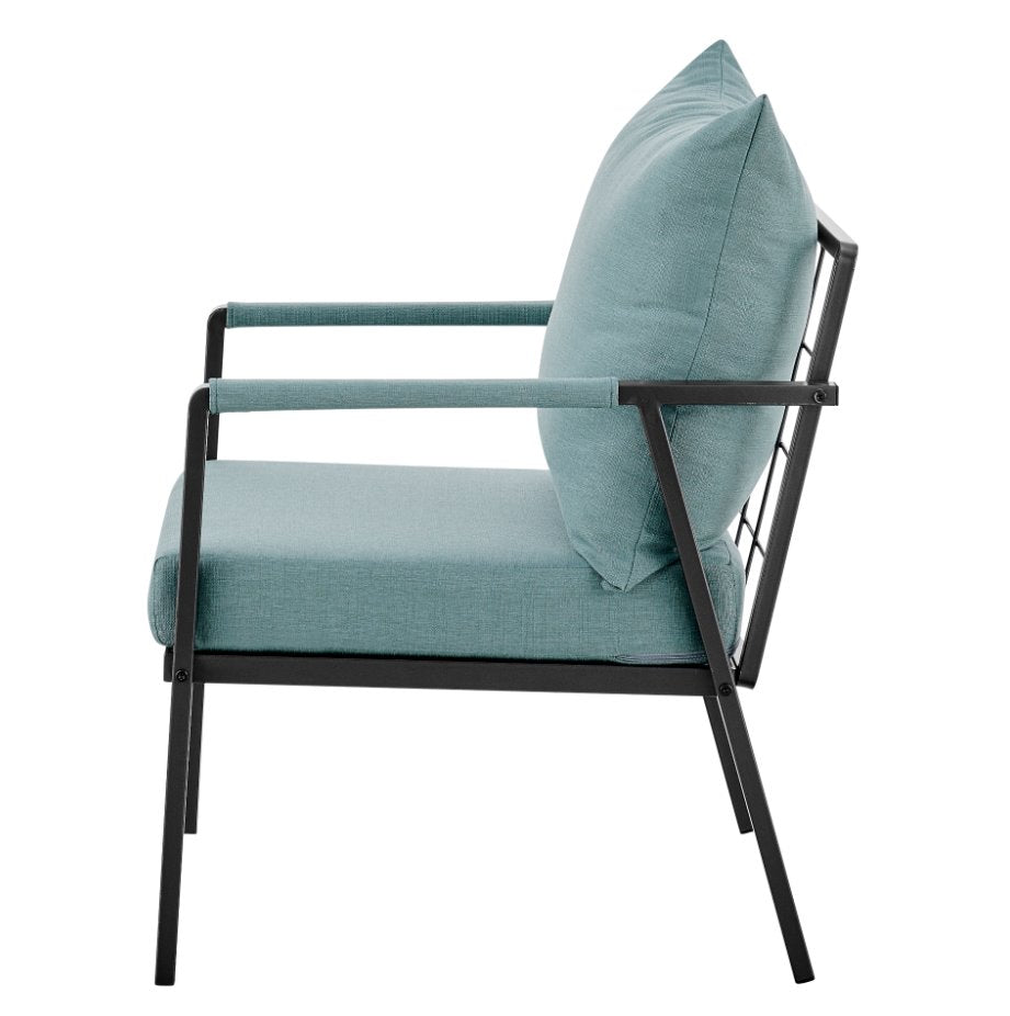 Rivano Fabric Outdoor Accent Arm Chair: Chair Side View-Coastal Blue