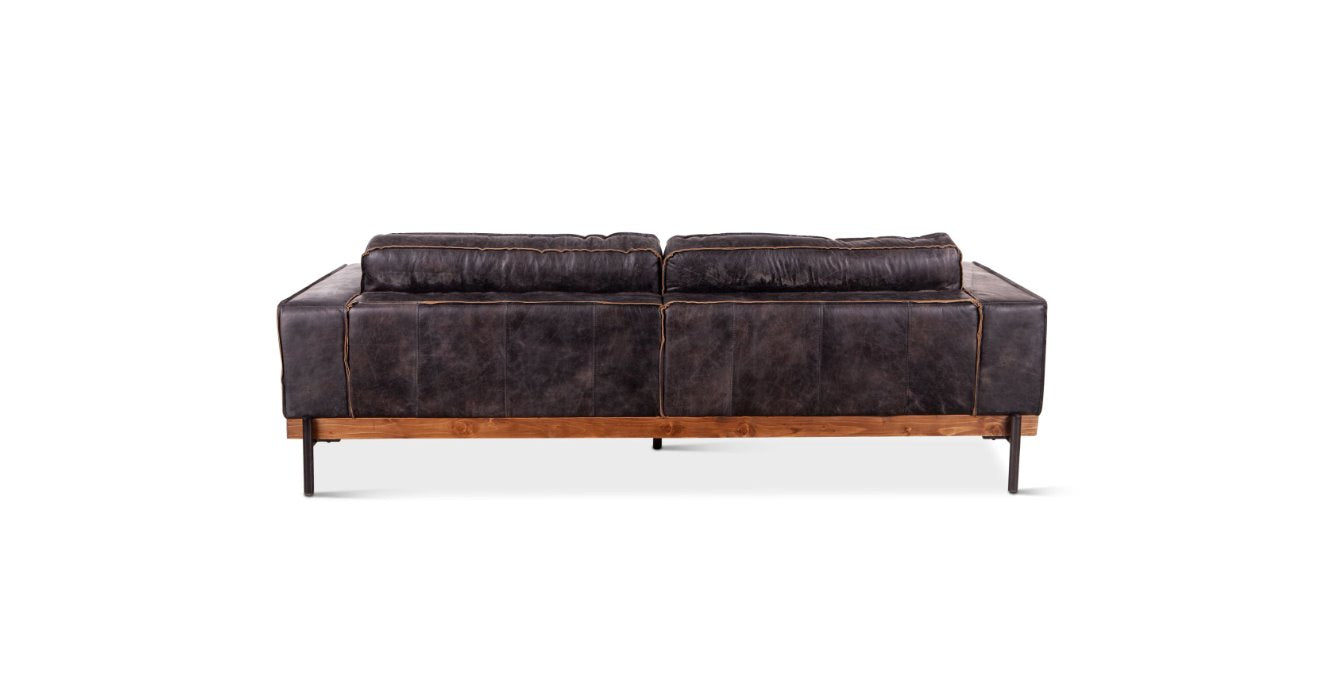 Portofino Antique Ebony Distressed Sofa- Back View
