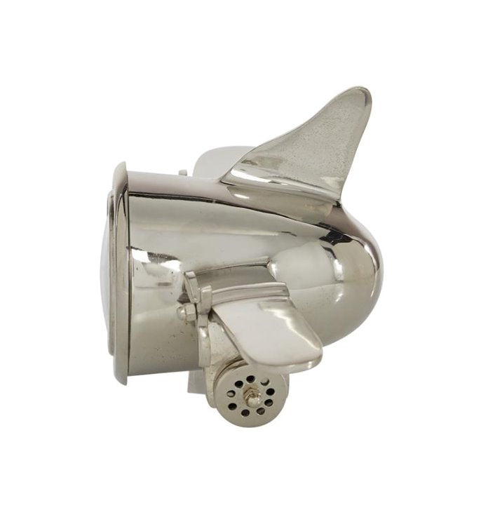 Airplane Silver Metal Clock: Side View