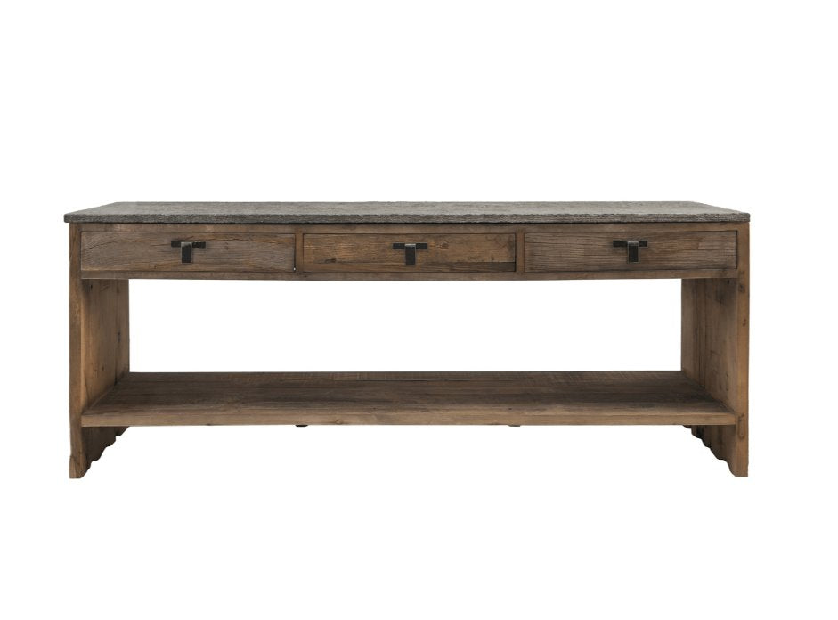 Ellen 3Dwr Reclaimed Wood Console Table: Front View