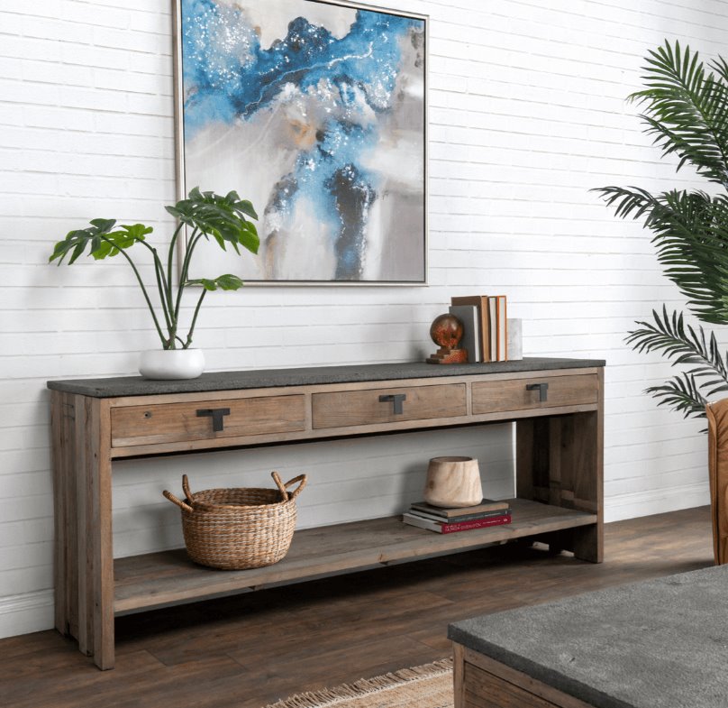 Ellen 3Dwr Reclaimed Wood Console Table: Style View