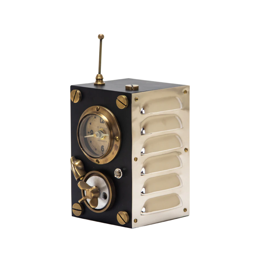 Transmitter table clock view showing vents