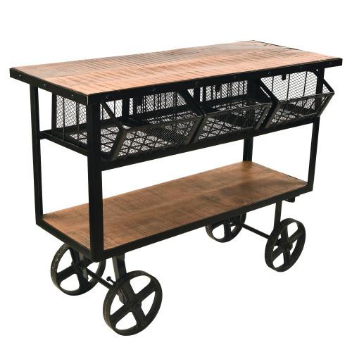 Reclaimed Wood & Iron Entertaining Cart - Yosemite