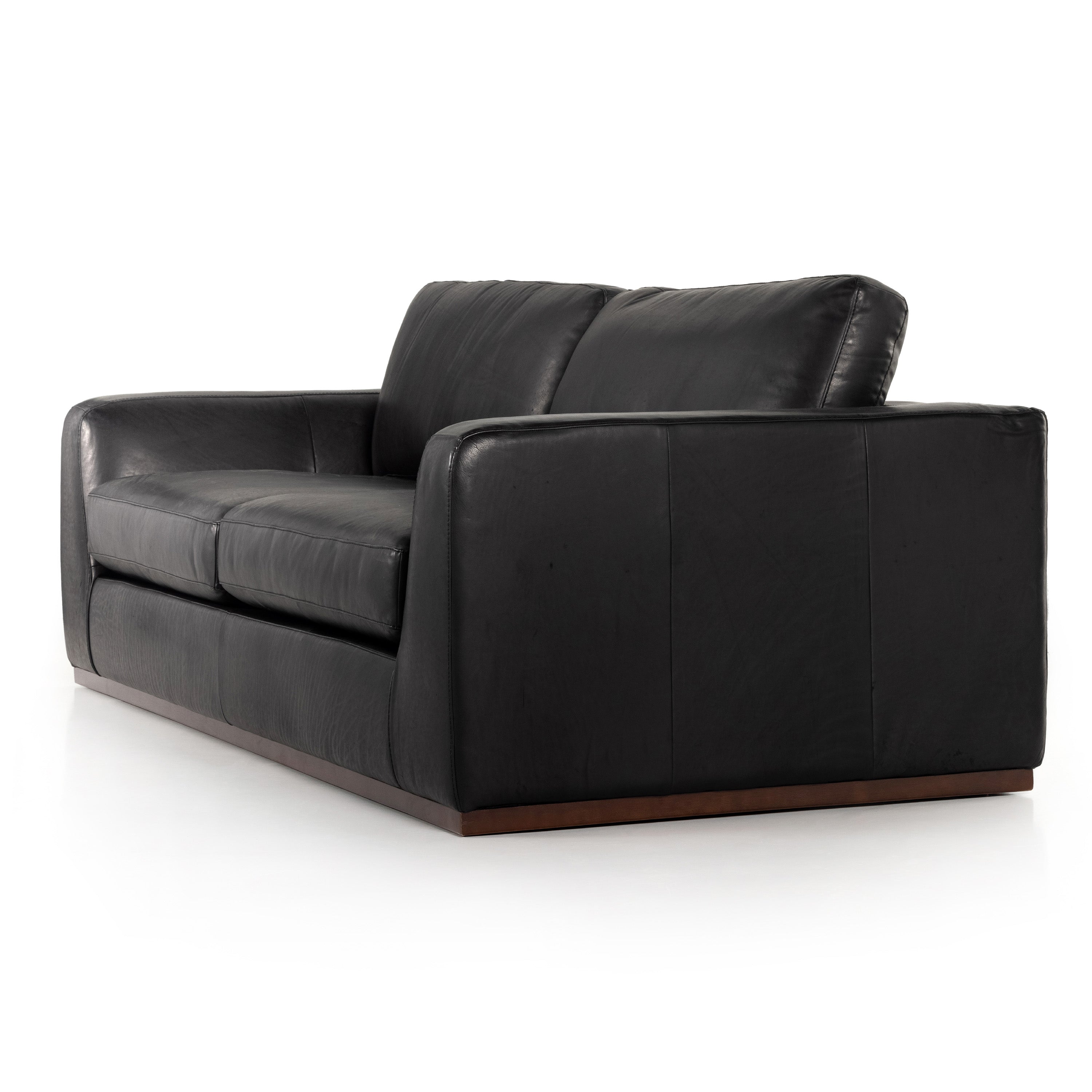 Colt sofa in heirloom black leather oblique view
