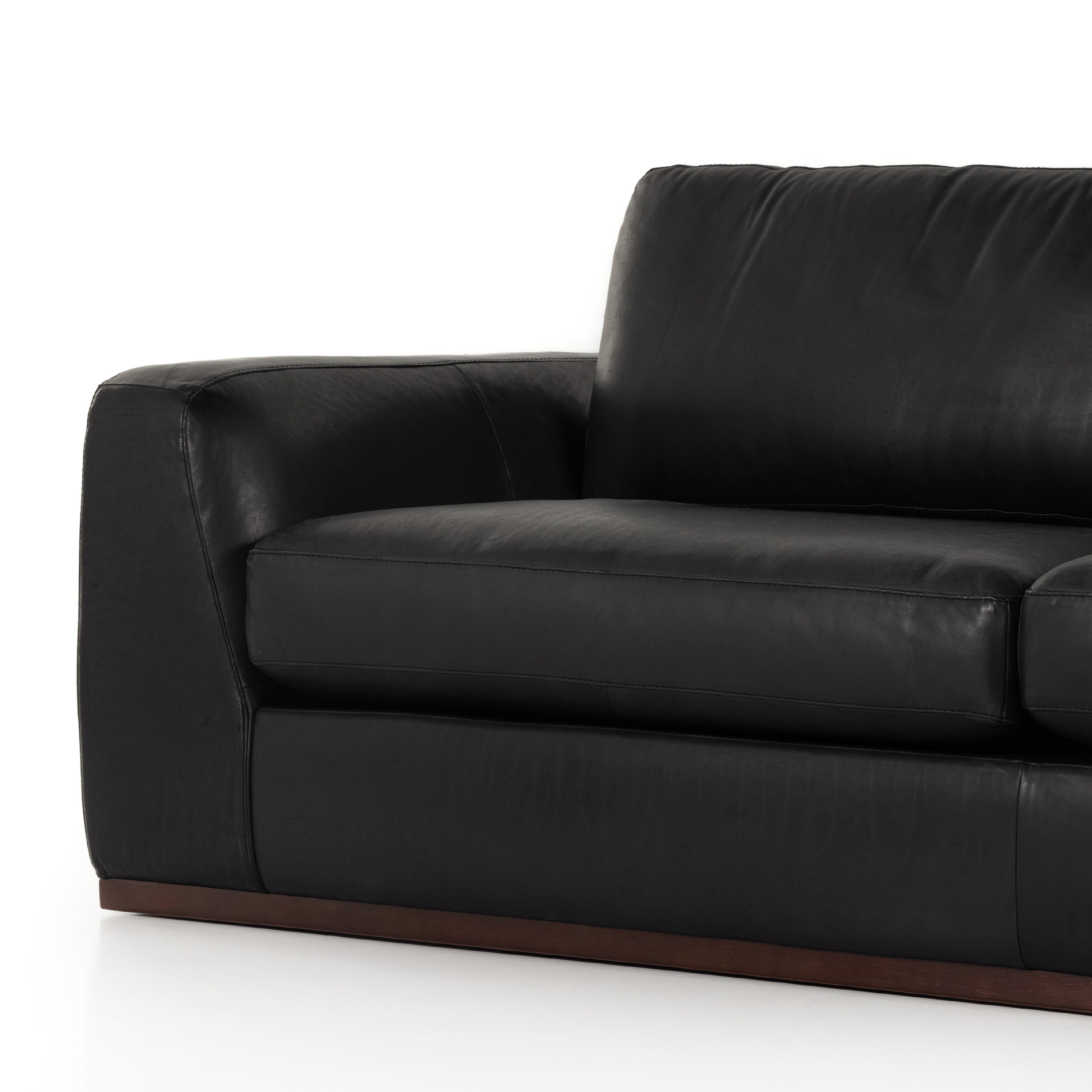 Colt sofa in heirloom black leather detail
