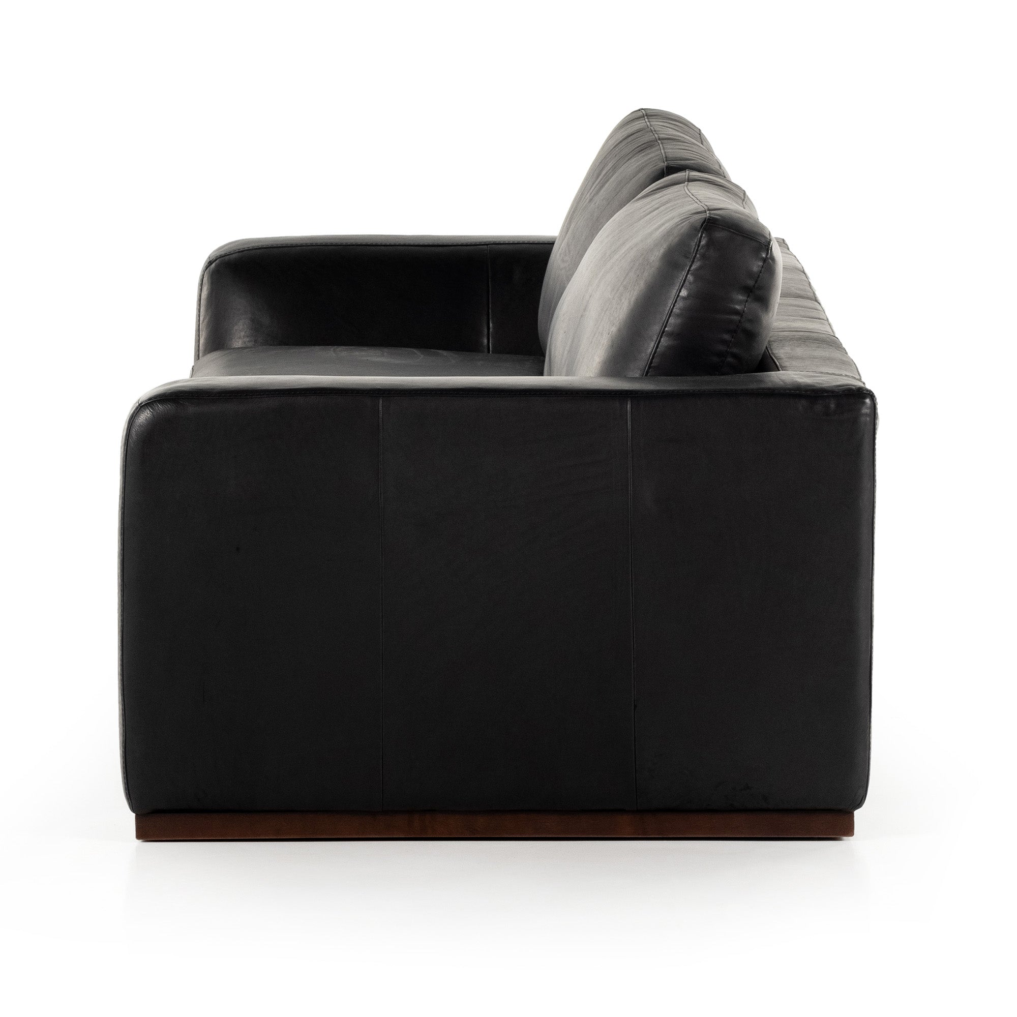 Colt sofa in heirloom black leather side view