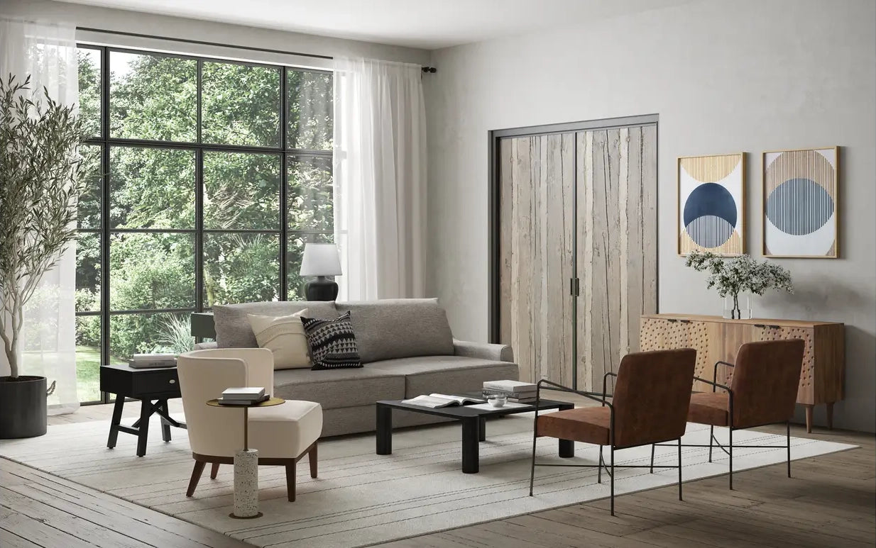 Infinity mango wood sideboard styled in a living room