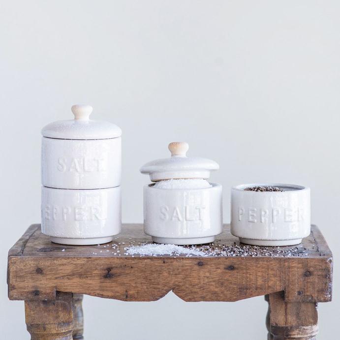 Stoneware Salt & Pepper Pots - Set of 2 - Creative Co-Op