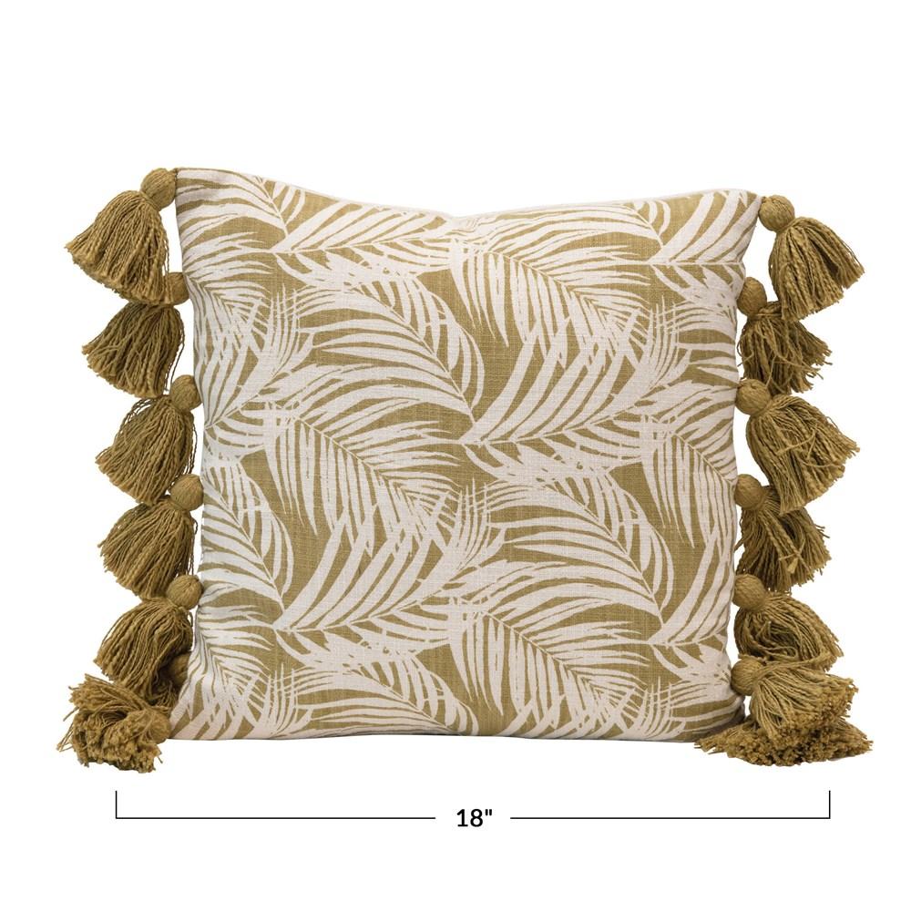 palm pillow with tassels