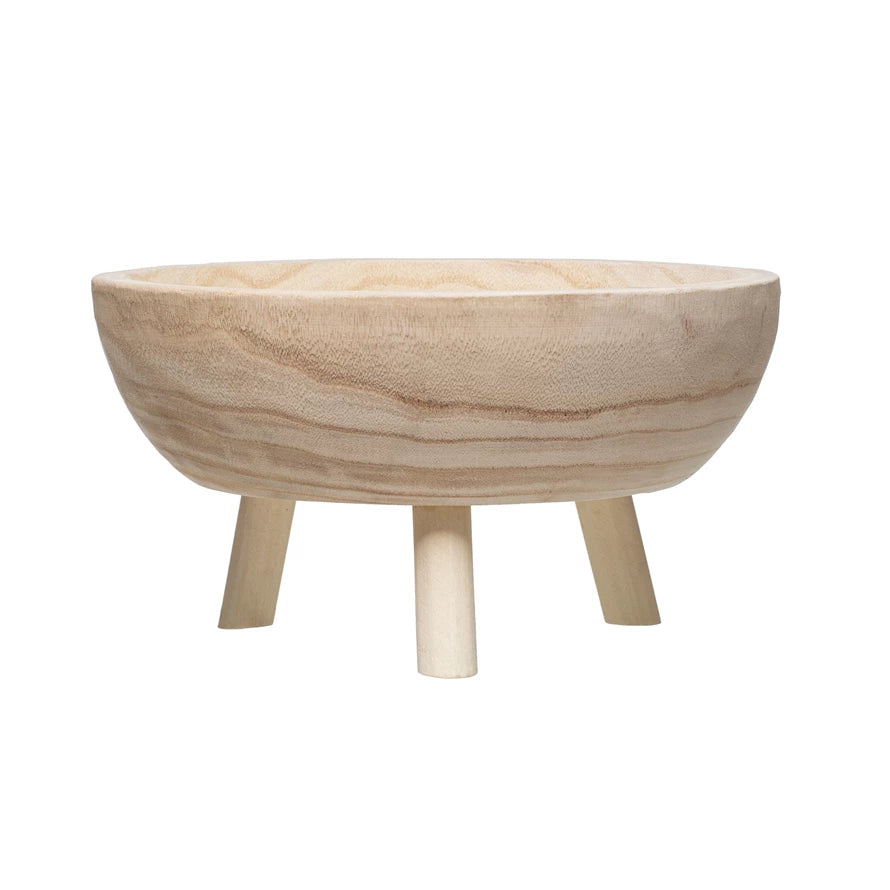Decorative Paulownia Wood Footed Bowl