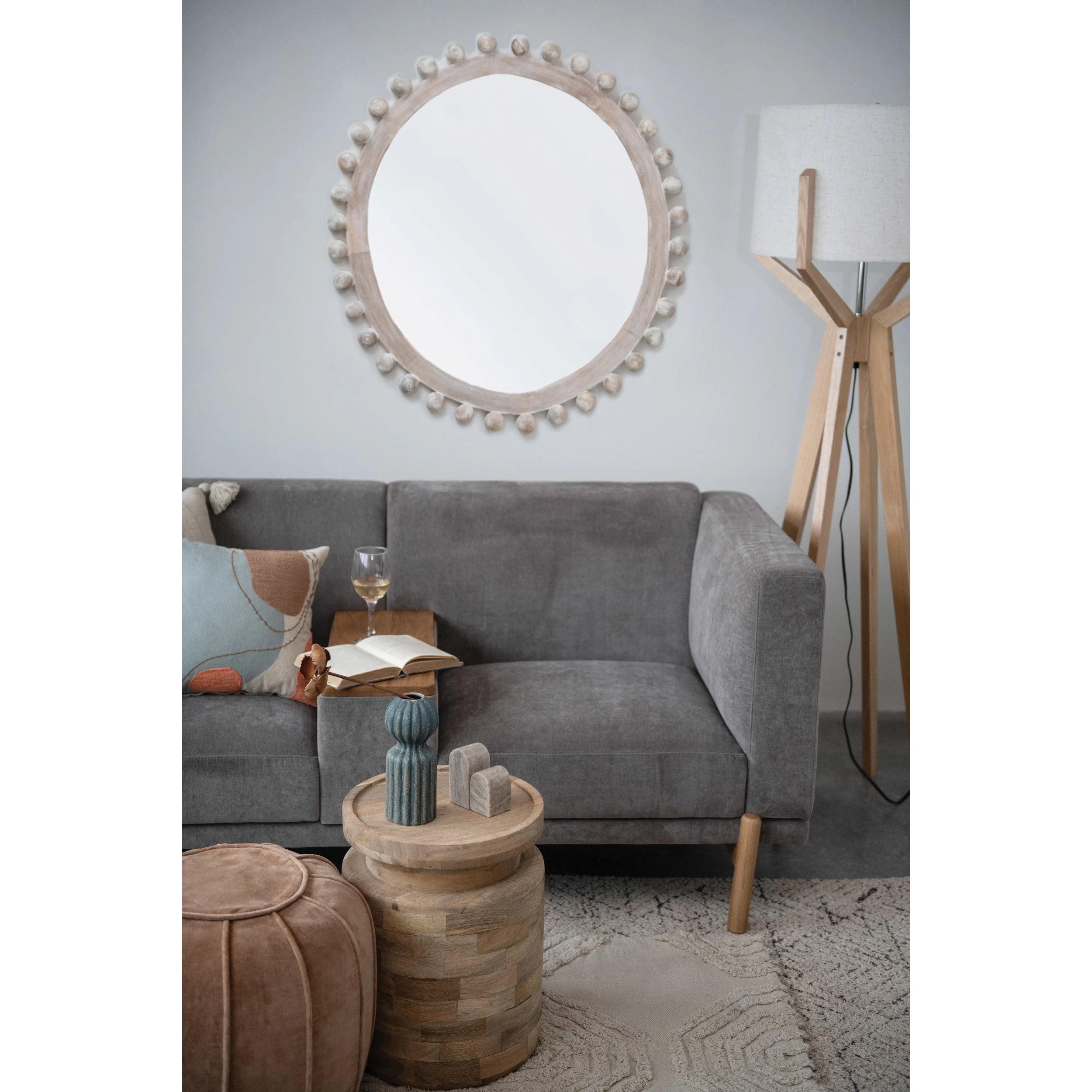 Whitewash 39" Mango Wood Mirror