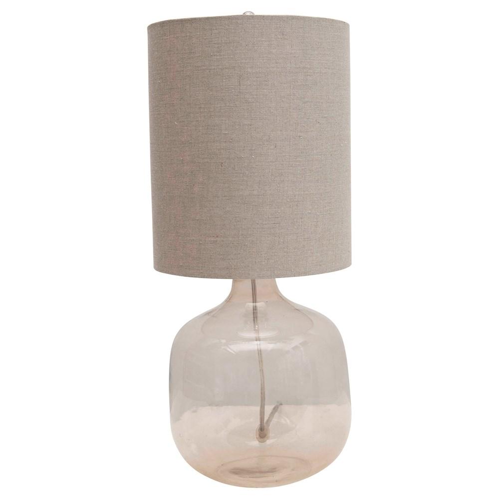 Glass Table Lamp w/ Cotton Shade - Creative Co-Op