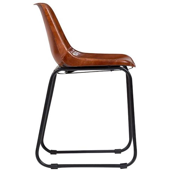 Leather Dining Chairs w/Metal Base - Porter