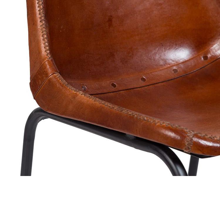 Leather Dining Chairs w/Metal Base - Porter
