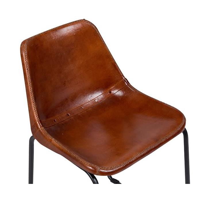 Leather Dining Chairs w/Metal Base - Porter