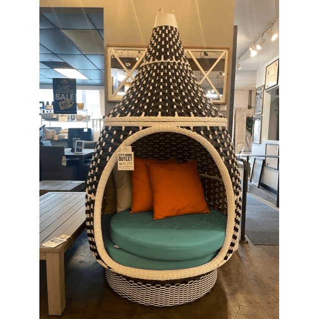 Palace Outdoor Patio Wicker Rattan Hanging Pod: Available at City Home PDX Outlet